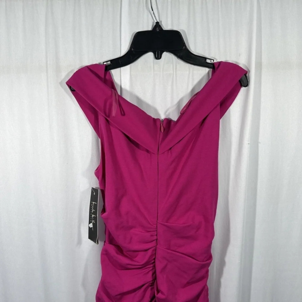 NWT‎ $385 Nicole Miller [ 4 ] Jersey Palazzo Off Shoulder Dress Very Berry - Picture 11 of 15